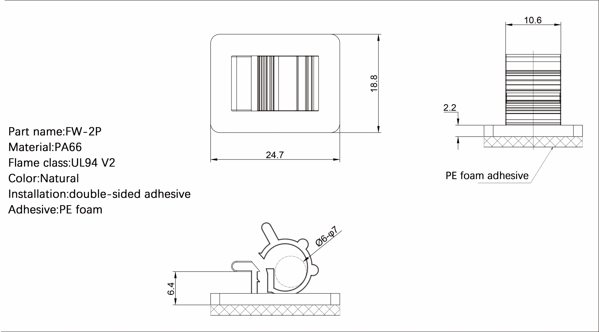 Flat Cable Clamp FW-2P